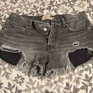 Distressed Gray Denim Shorts